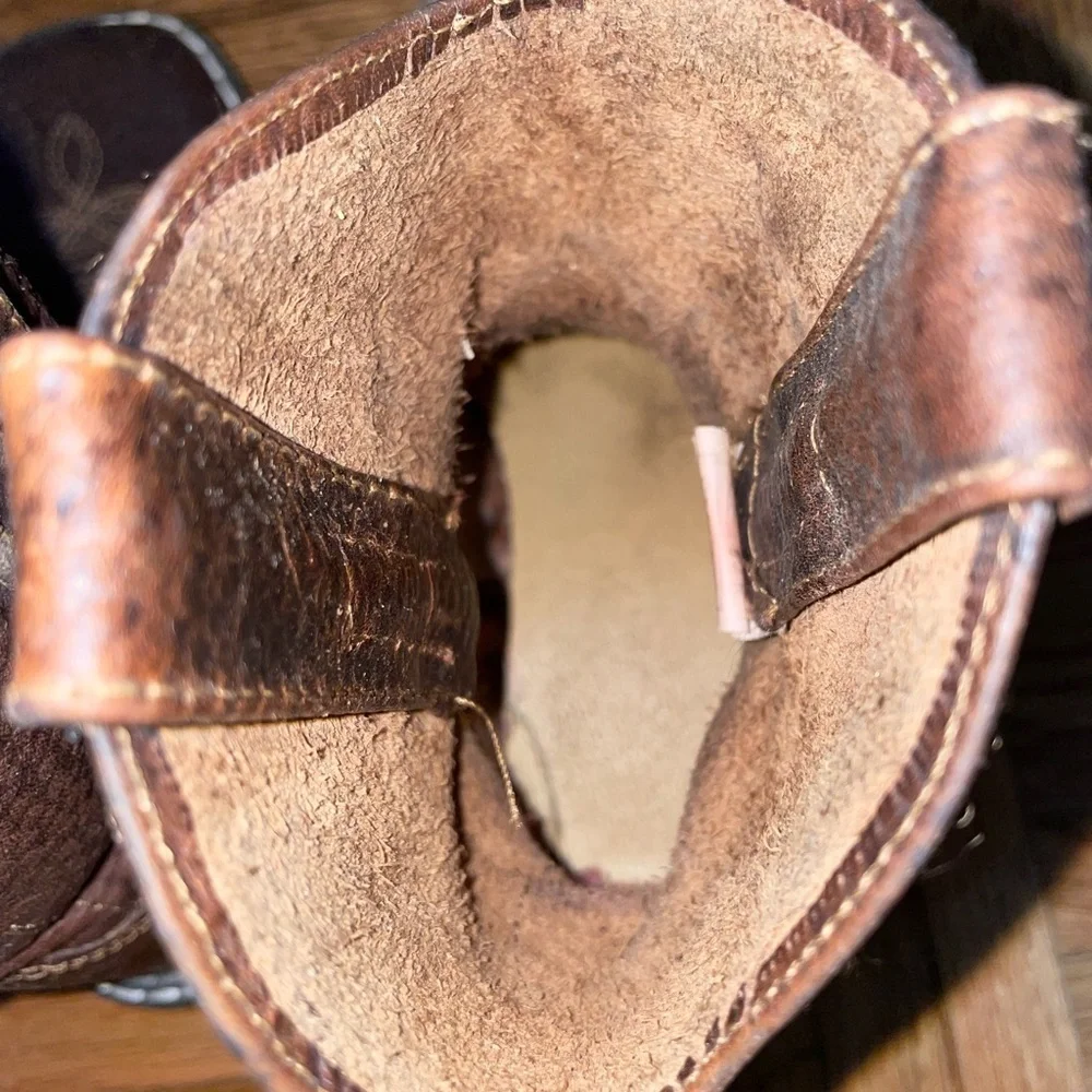 GUC Smoky Brown Leather toddler Boots with Cream Soles
